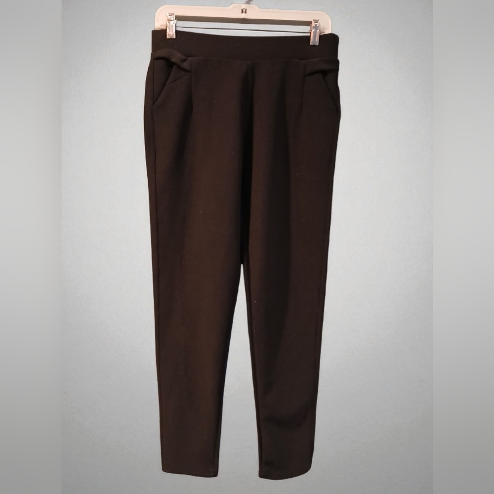 Maze Black Shimmer Womans Skinny Stretch Slacks Pants Trousers Womans Large